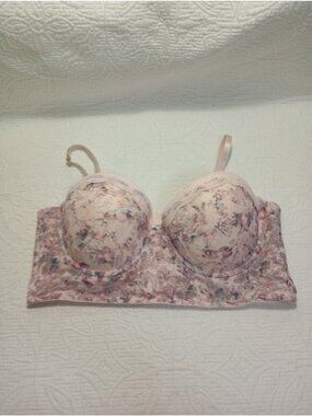 Jessica Simpson Floral Lace Underwire Balconette Bra 36B Adjustable Straps sexy